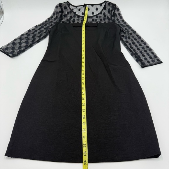 Boden Women’s Ponte Pencil Dress Polka Dot Sheer Mesh Sleeves Bow Black Size 4R - Picture 13 of 13